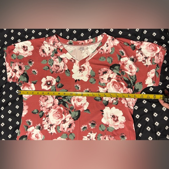 Tickled Teal Pink Floral Dress w/ pockets- size l - Picture 3 of 9